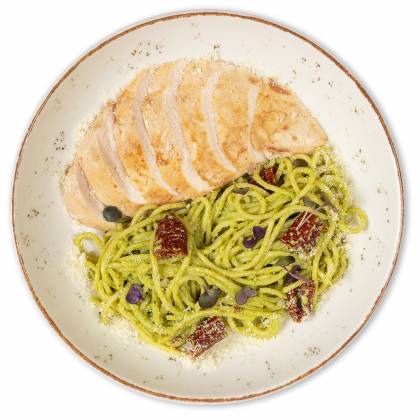Паста цыпленок песто